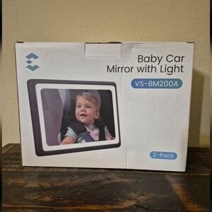 Baby Car Mirror with Light - Black Frame 2 Pack